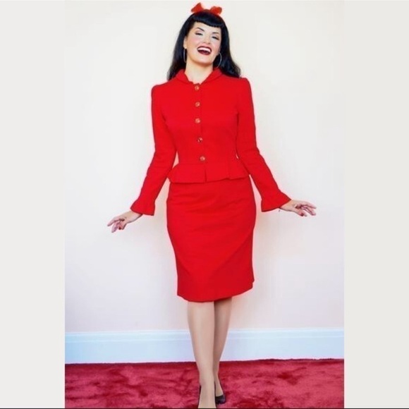 Bernie Dexter Red Limited Edition Diana A-Line Pinup Style Skirt - Picture 1 of 8